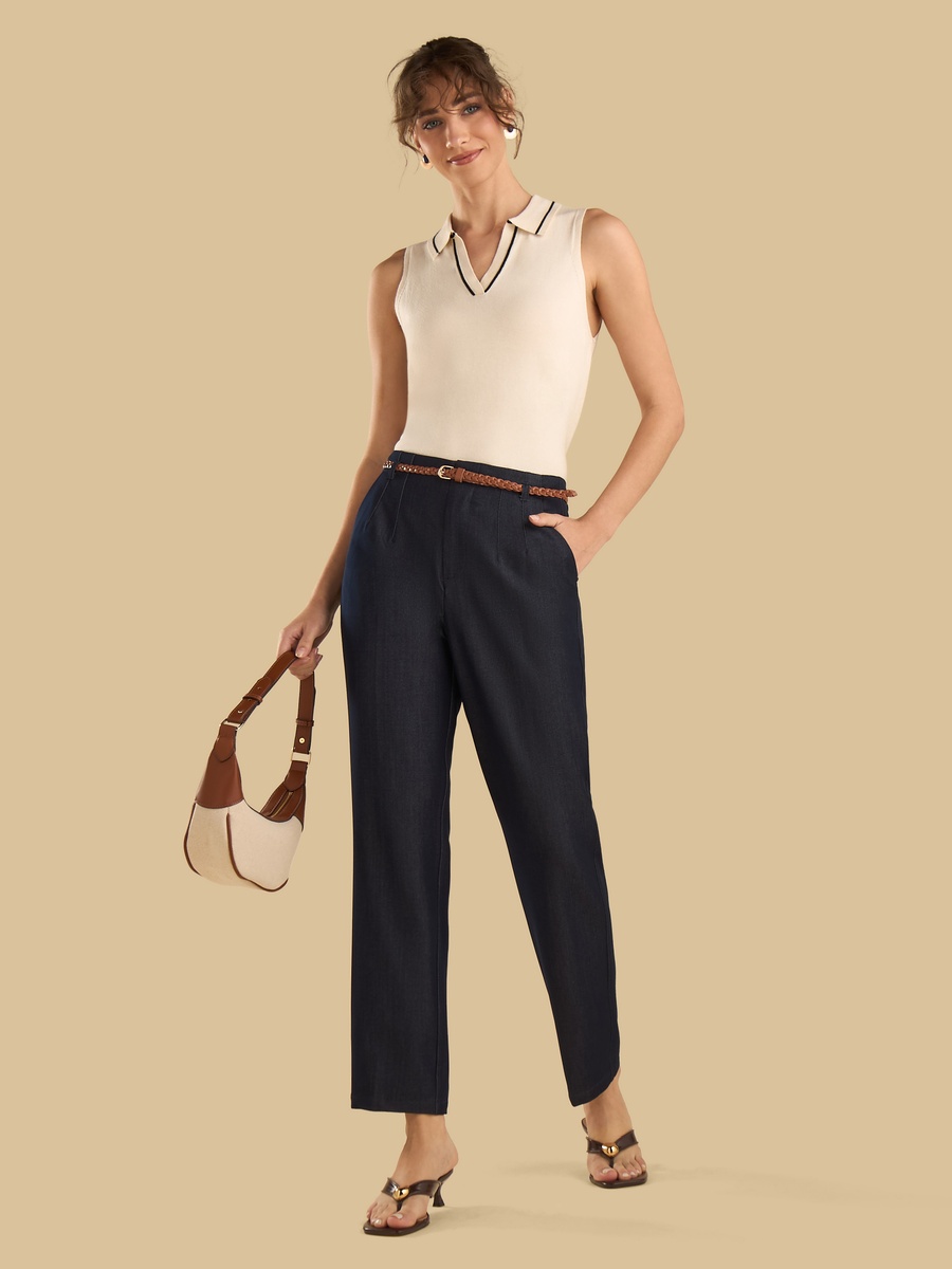 Tapered Pants With Belt