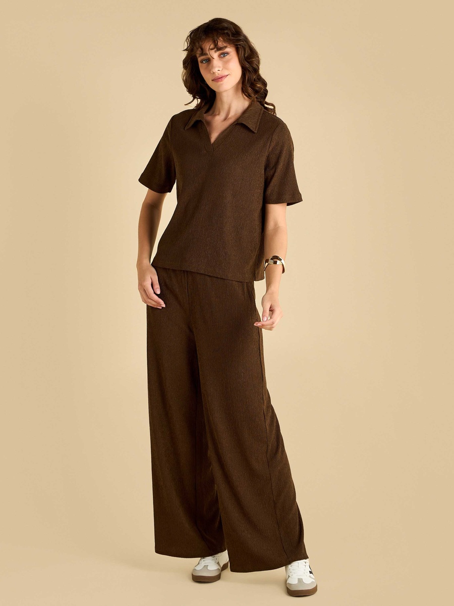 Textured Wide Leg Pants