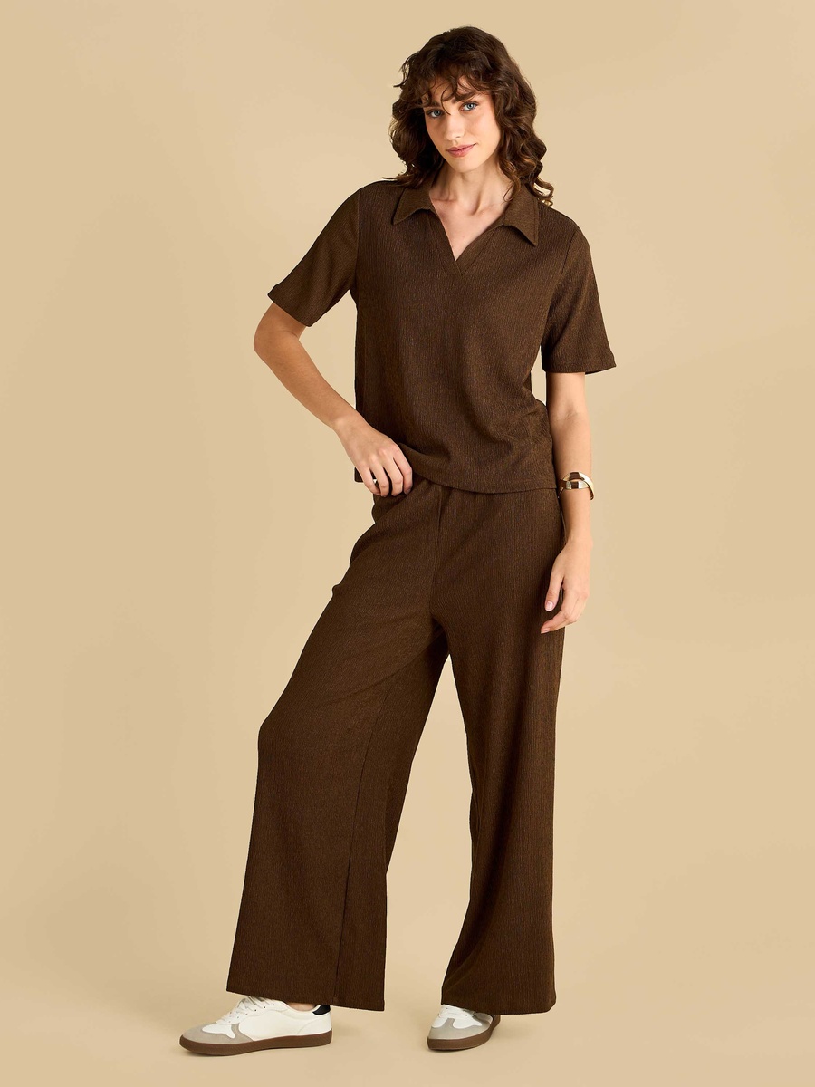 Textured Wide Leg Pants