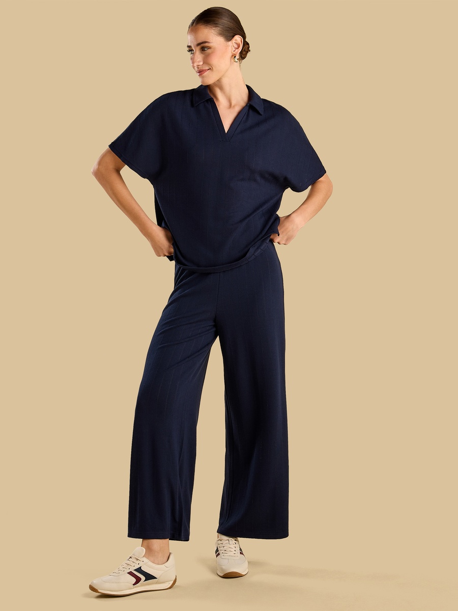 Pointelle Textured Wide Leg Pants