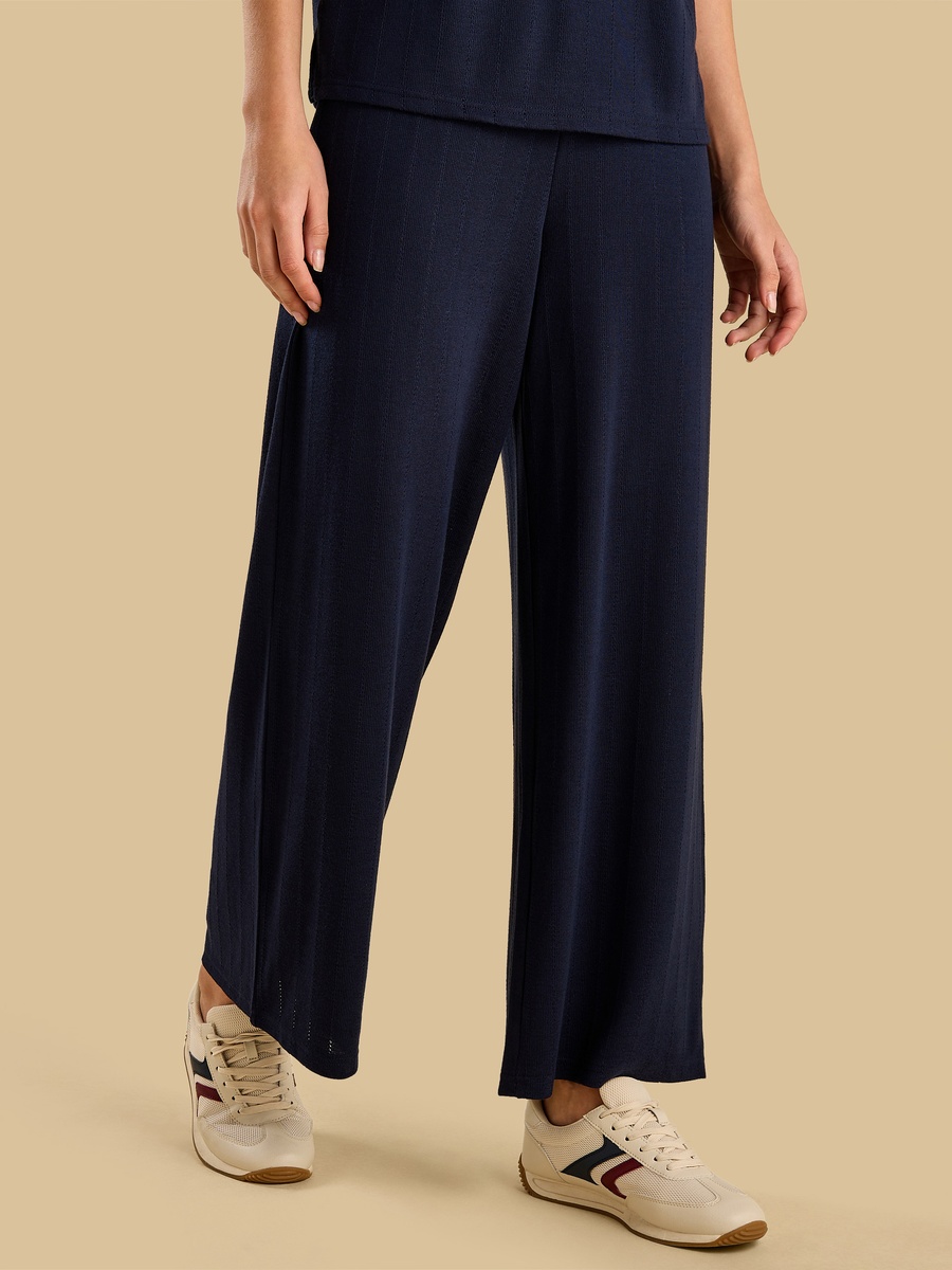 Pointelle Textured Wide Leg Pants