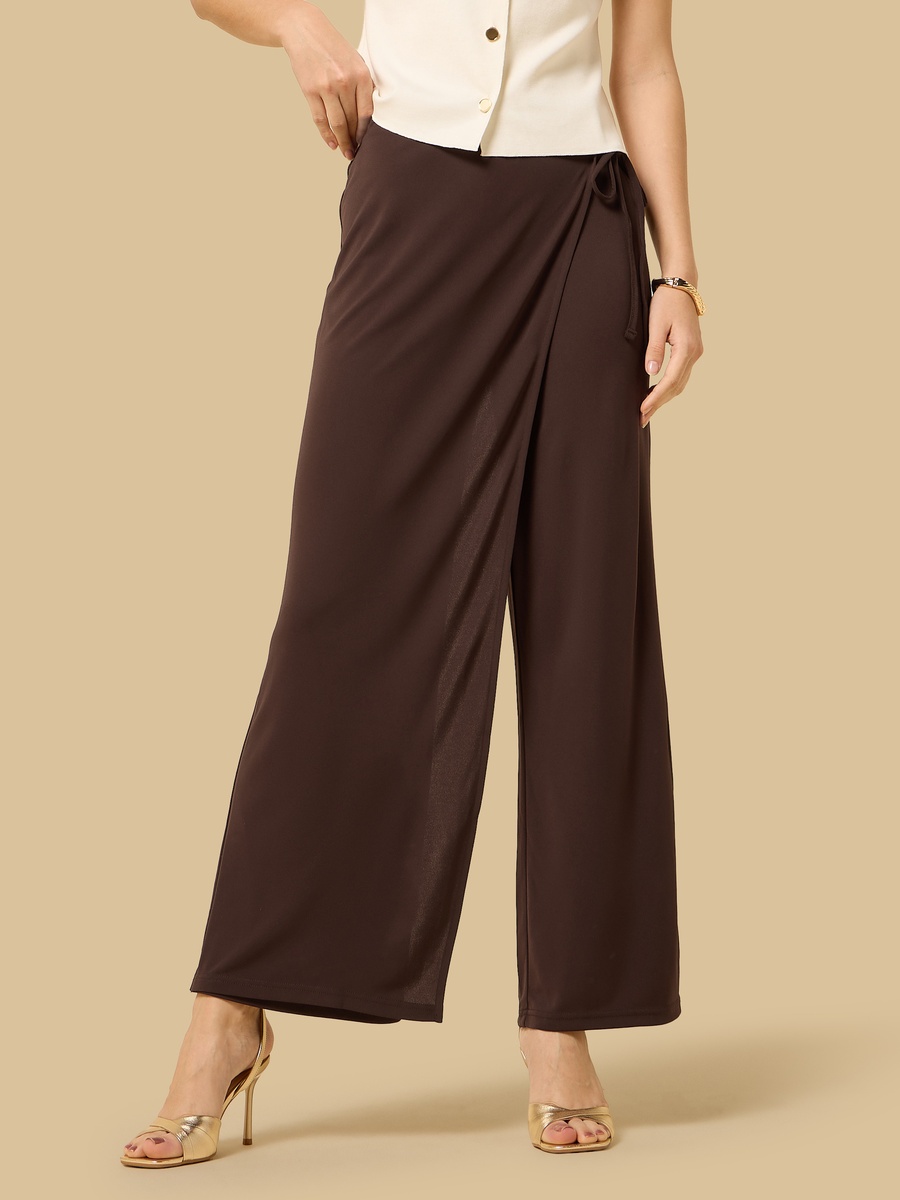 Wrap Front Wide Leg Pants