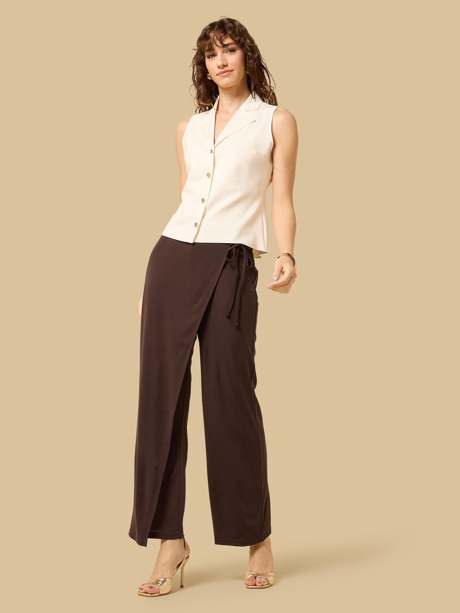 Wrap Front Wide Leg Pants