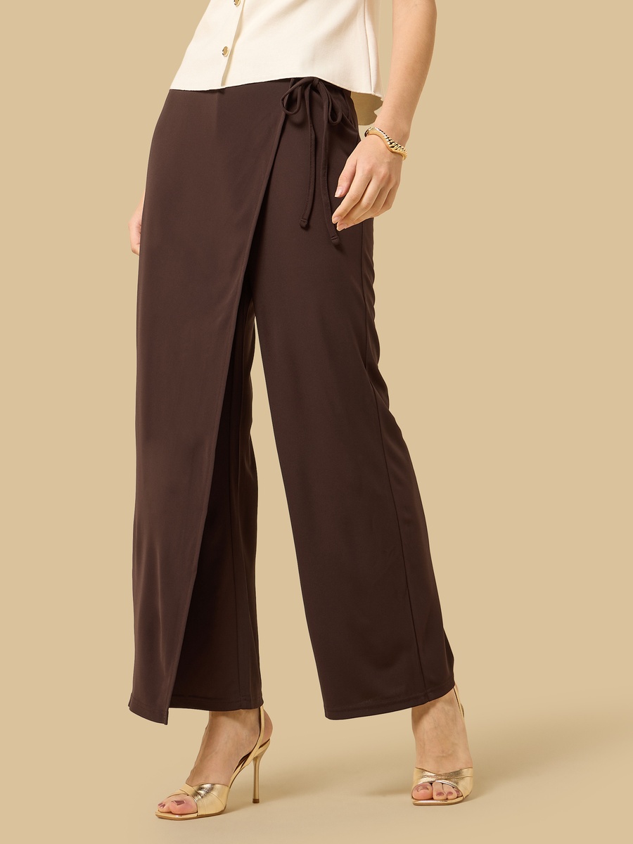 Wrap Front Wide Leg Pants