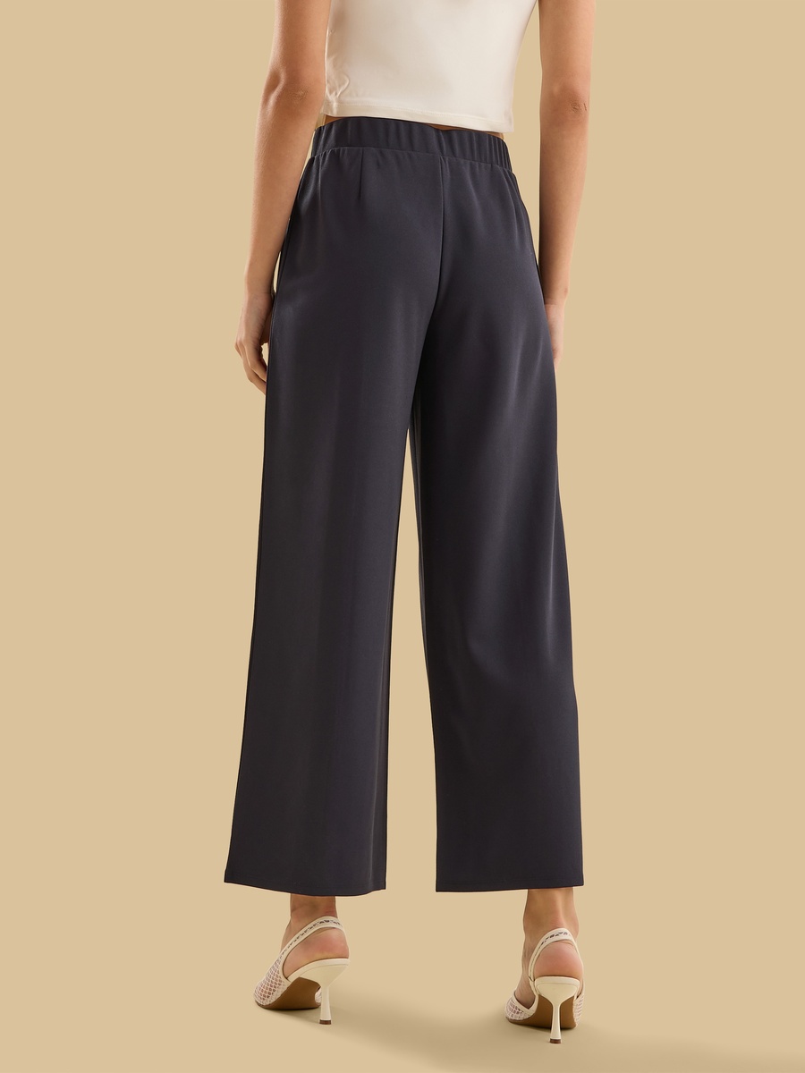 Button Accent Centre Seam Wide Leg Pants