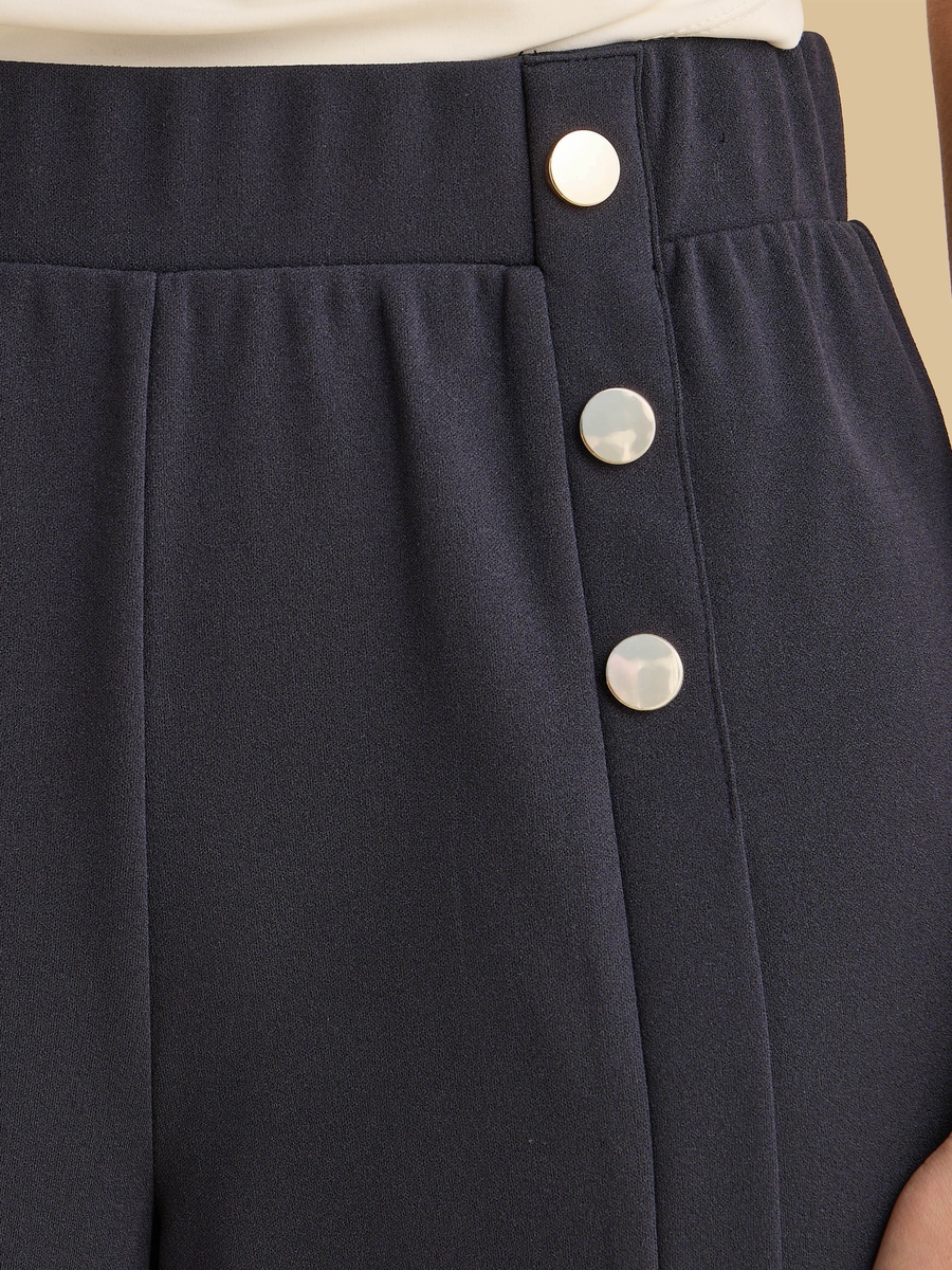 Button Accent Centre Seam Wide Leg Pants