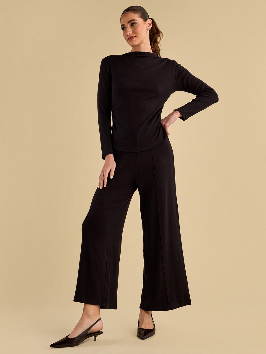 Pintuck Wide Leg Pants