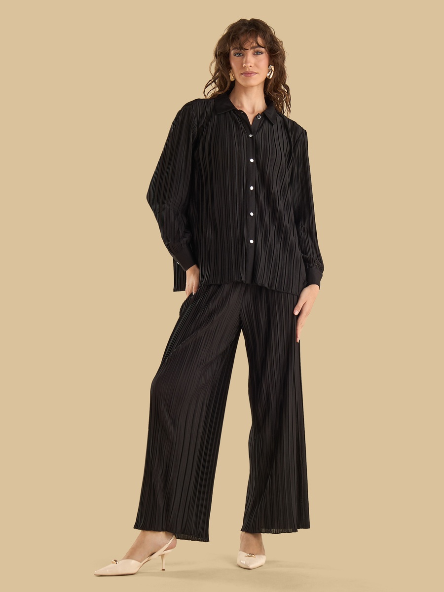 Plisse Wide Leg Pants