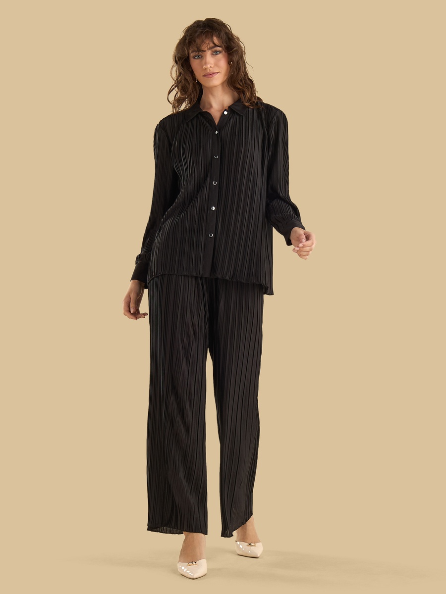 Plisse Wide Leg Pants