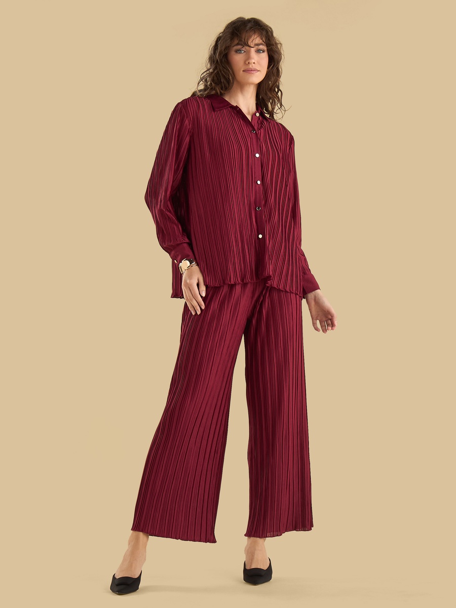 Plisse Wide Leg Pants
