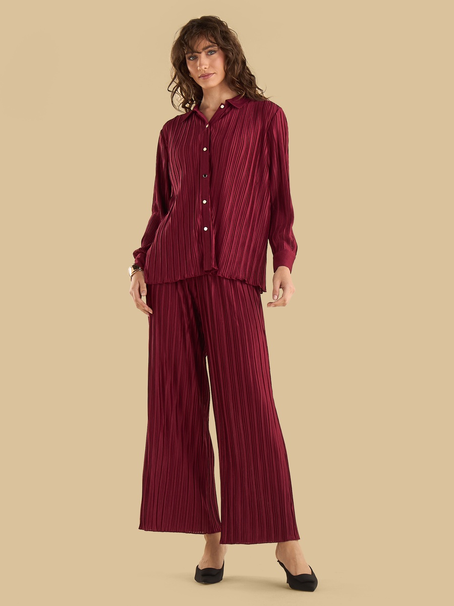 Plisse Wide Leg Pants