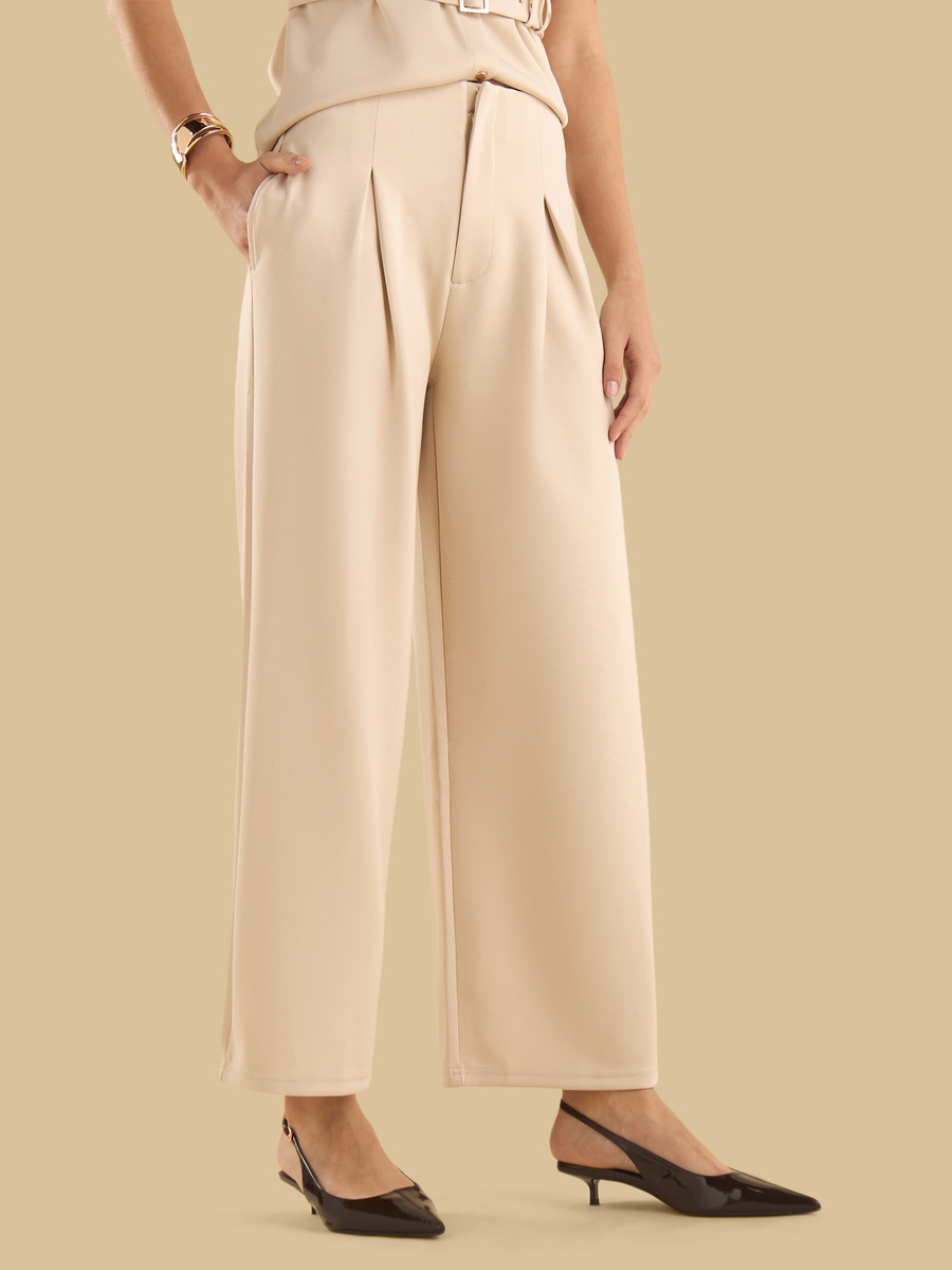 Pleated Wide Leg Trousers