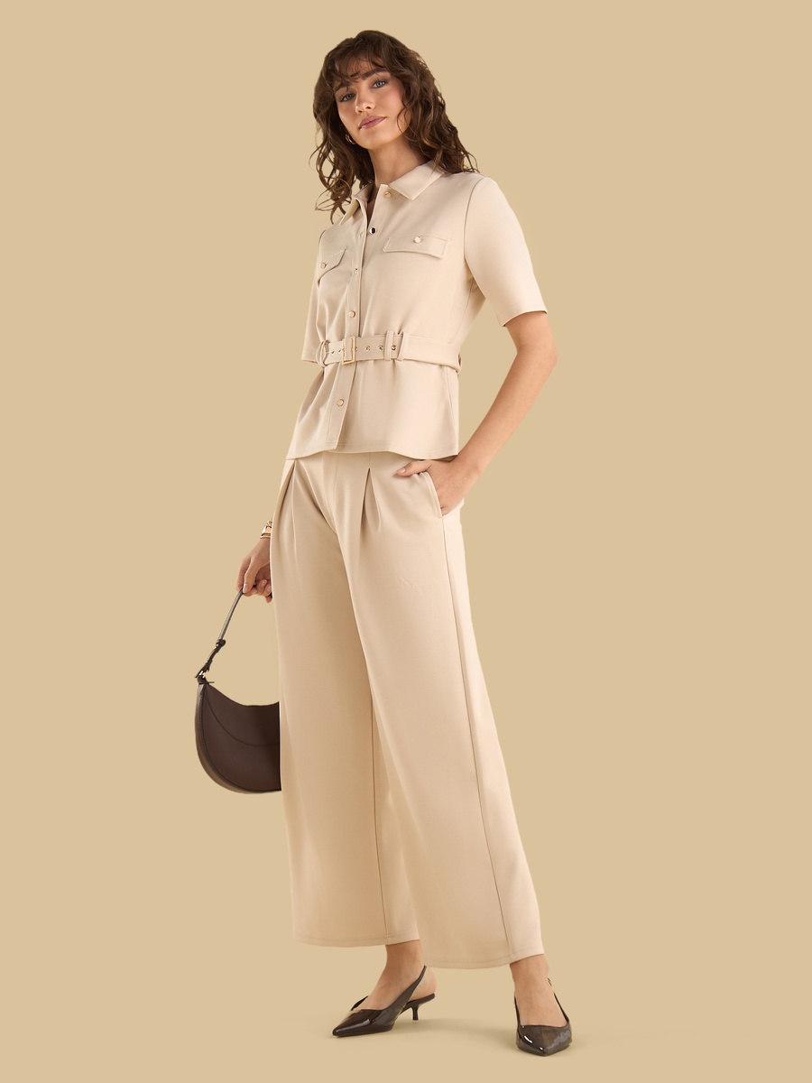 Pleated Wide Leg Trousers