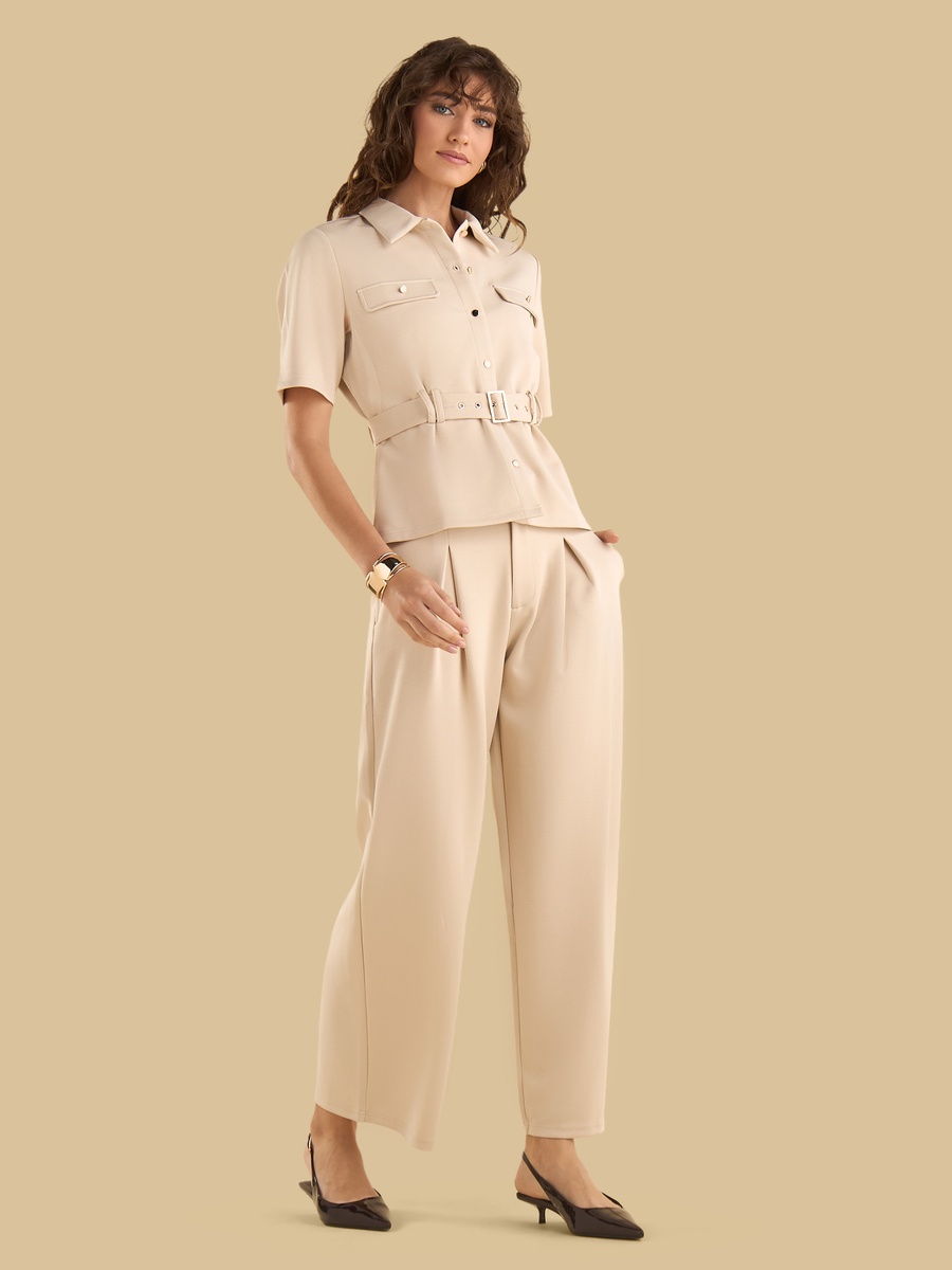 Pleated Wide Leg Trousers