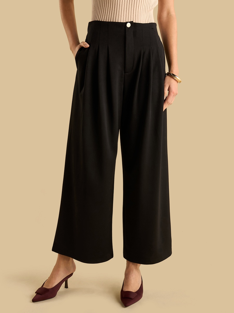 Pleated Wide Leg Trousers