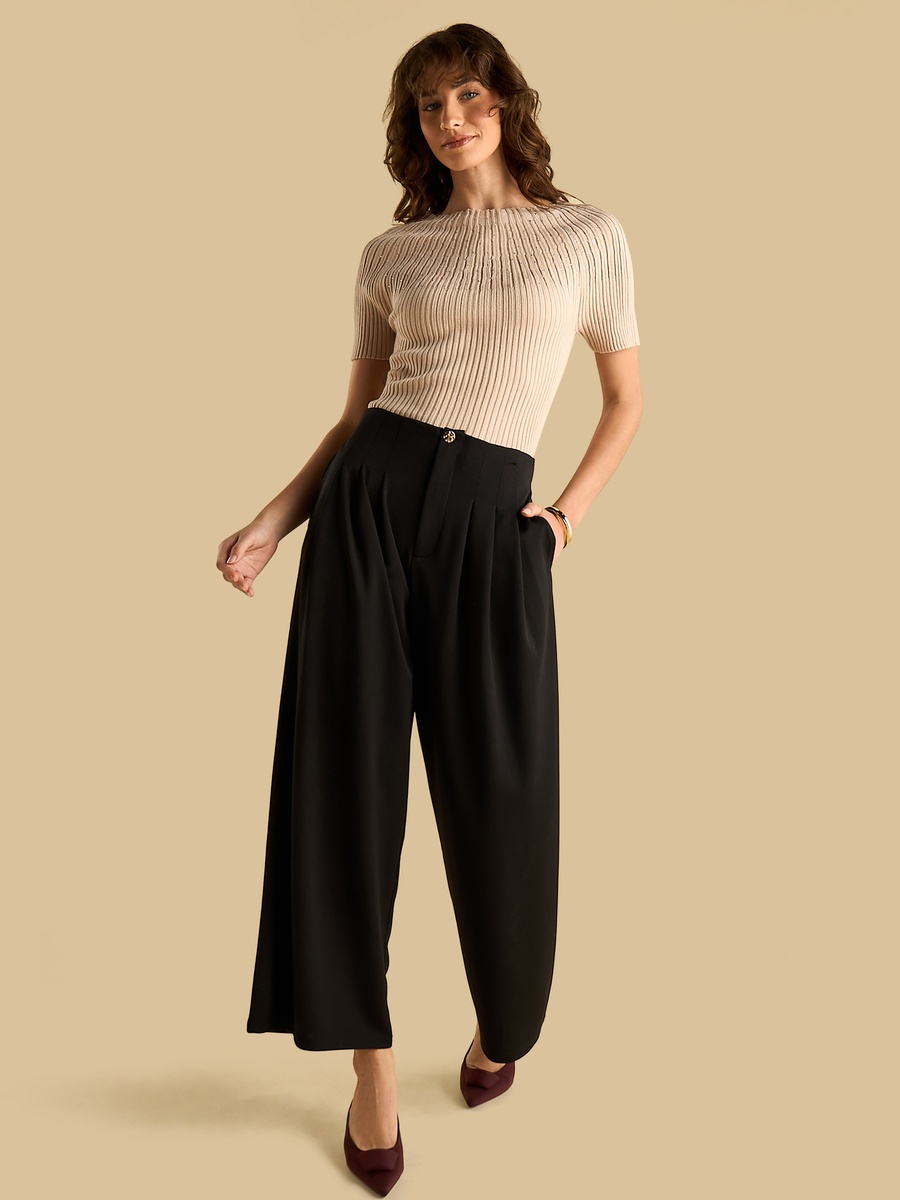 Pleated Wide Leg Trousers