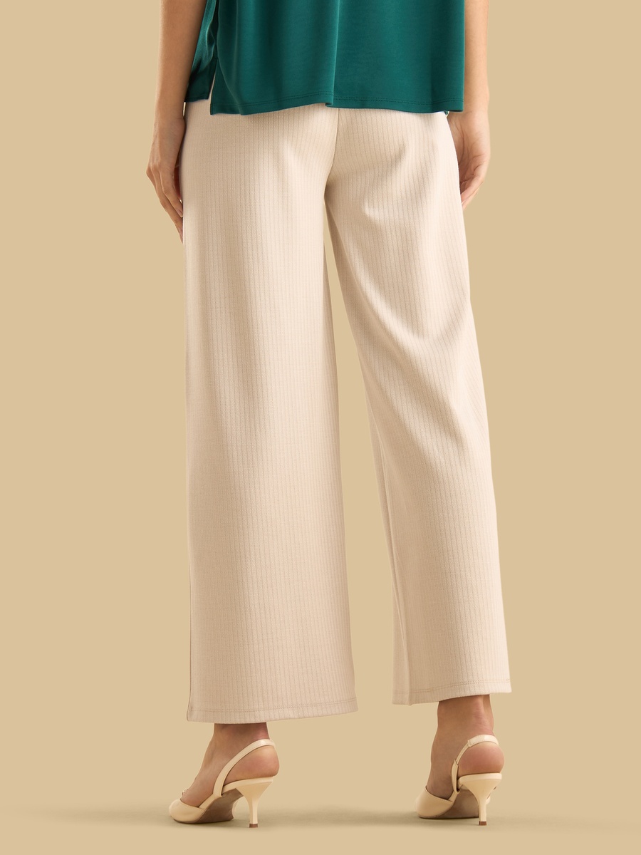 Herringbone Texture Centre Seam Wide Leg Pants