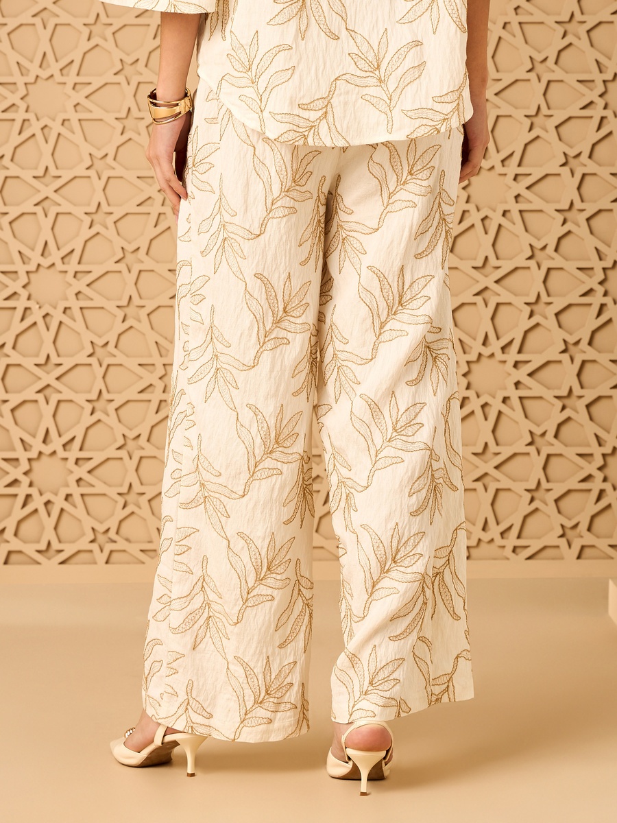 Embroidered Wide Leg Pants