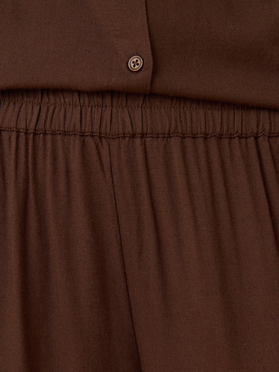 Linen Blend Wide Leg Pants with Ladder Lace Detail