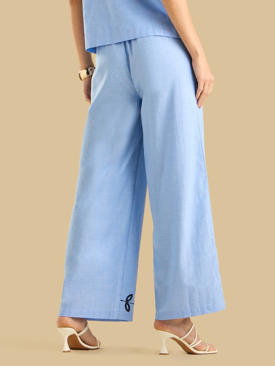 Embroidered Wide Leg Pants