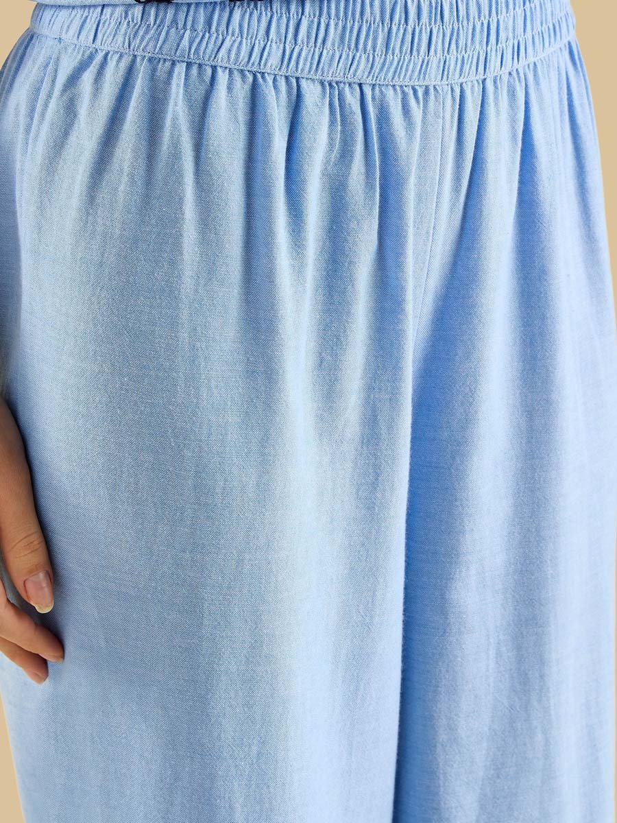 Embroidered Wide Leg Pants