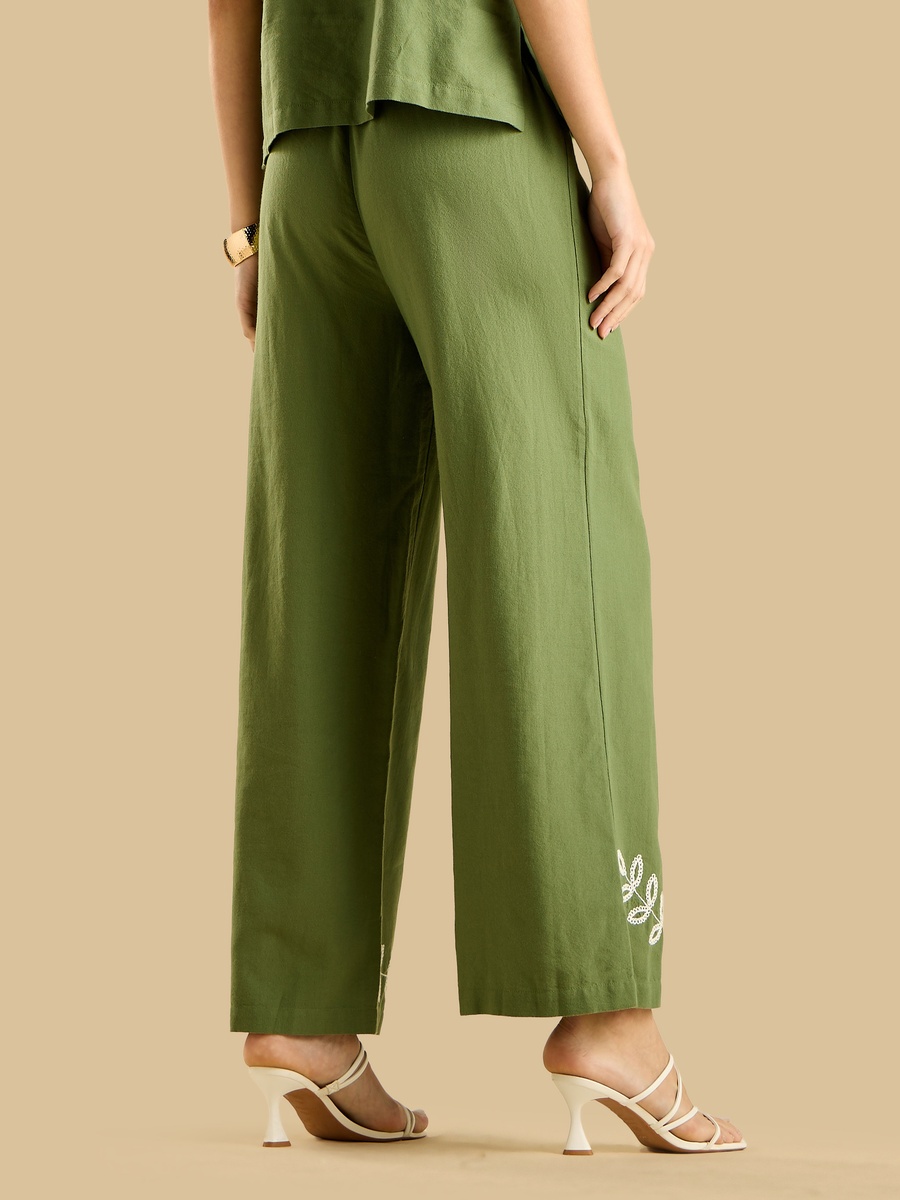 Broidery Wide Leg Pants
