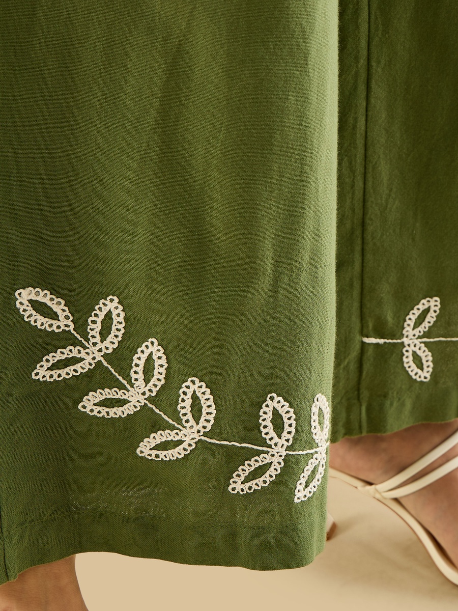 Broidery Wide Leg Pants