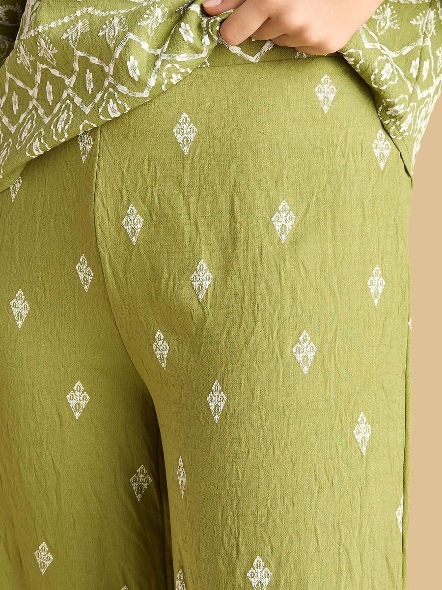 Rubber Embroidery Wide Leg Pants