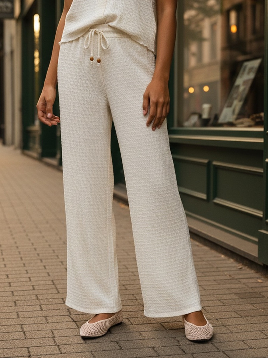 Textured Wide Leg Pants