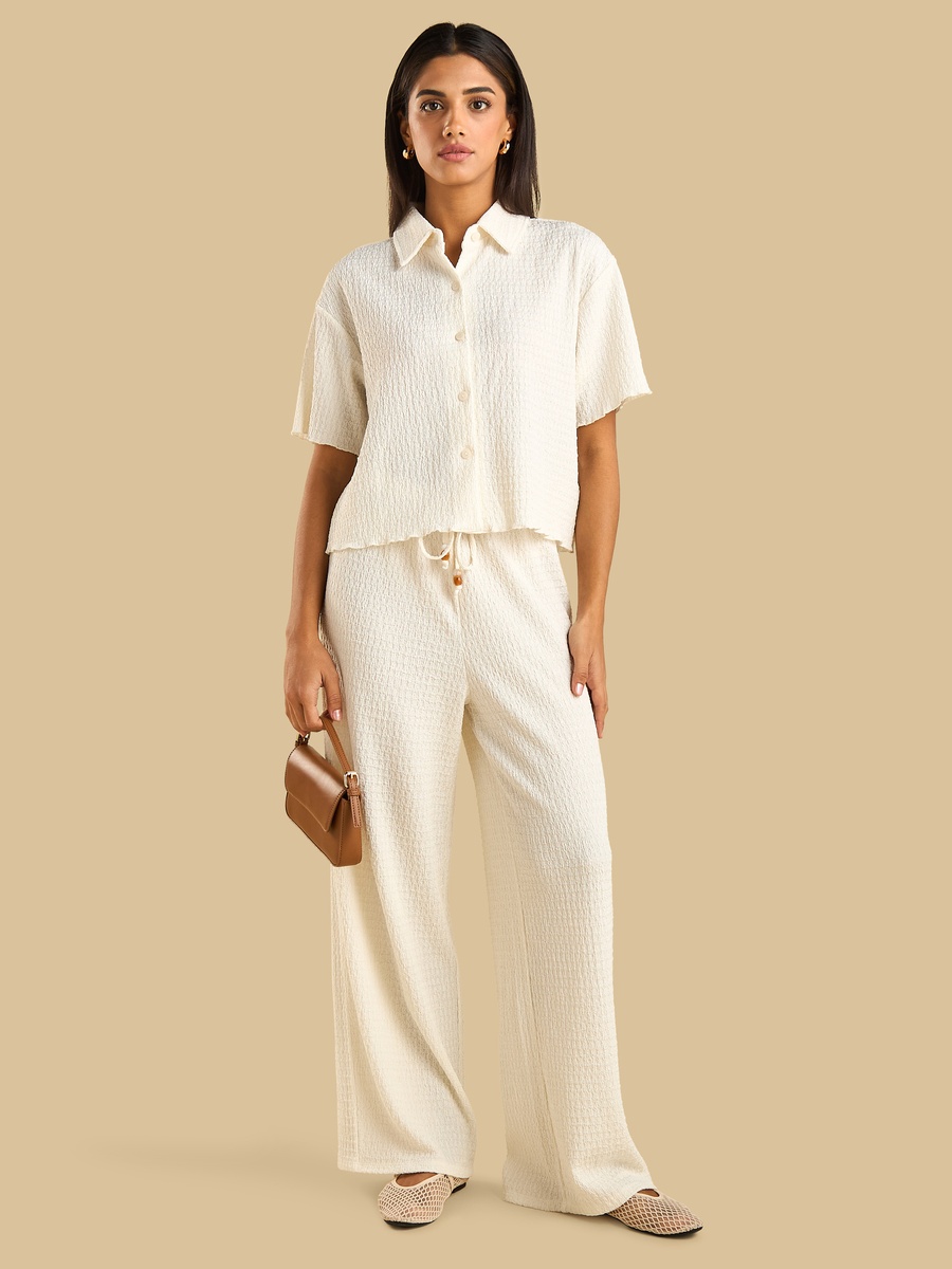 Textured Wide Leg Pants