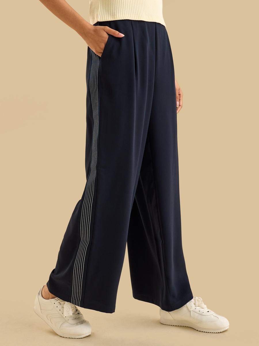 Tape Panel Wide Leg Pants