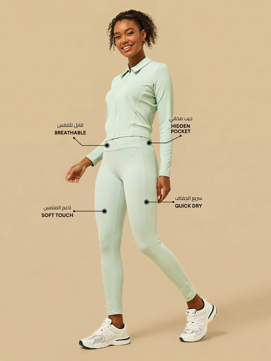 Ankle Length Ribbed Leggings