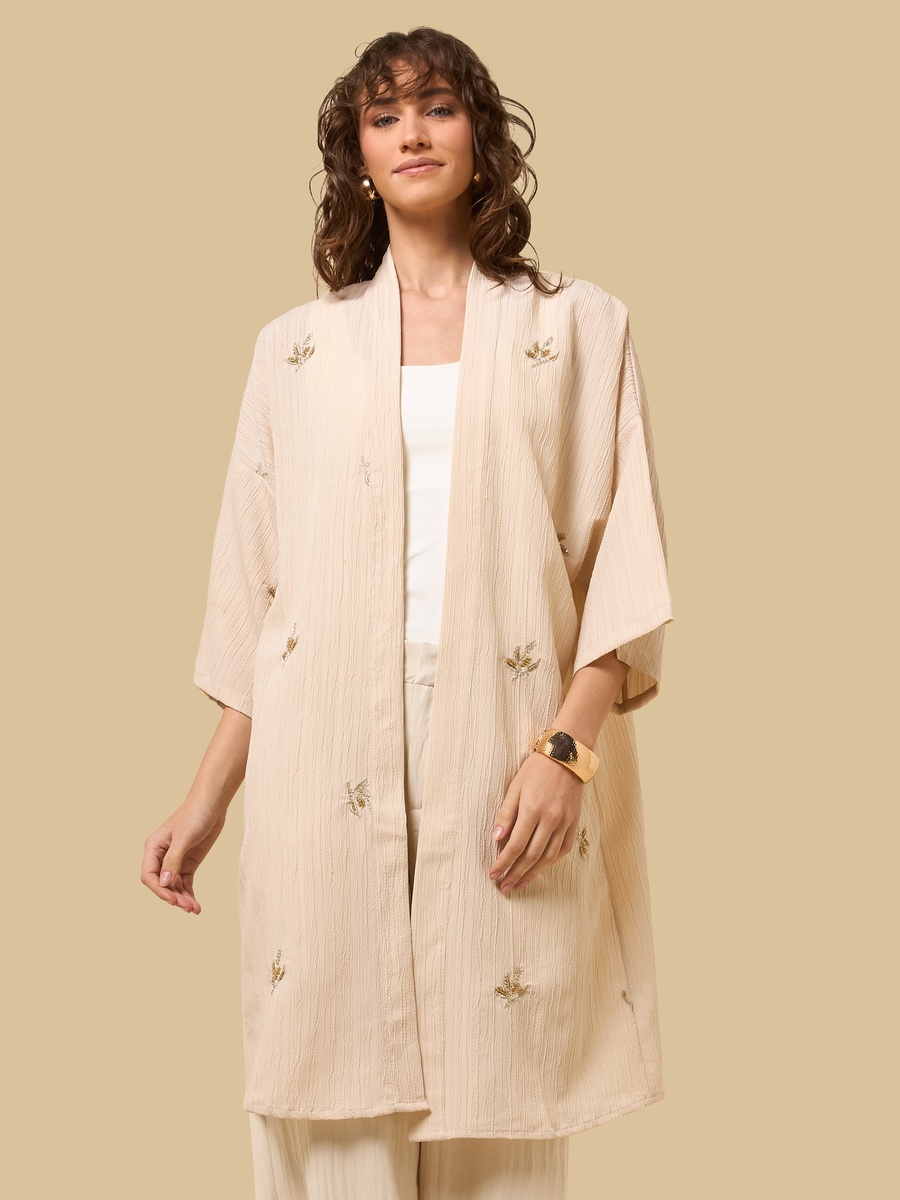 Embellished Kimono Shrug with 3/4 Sleeves