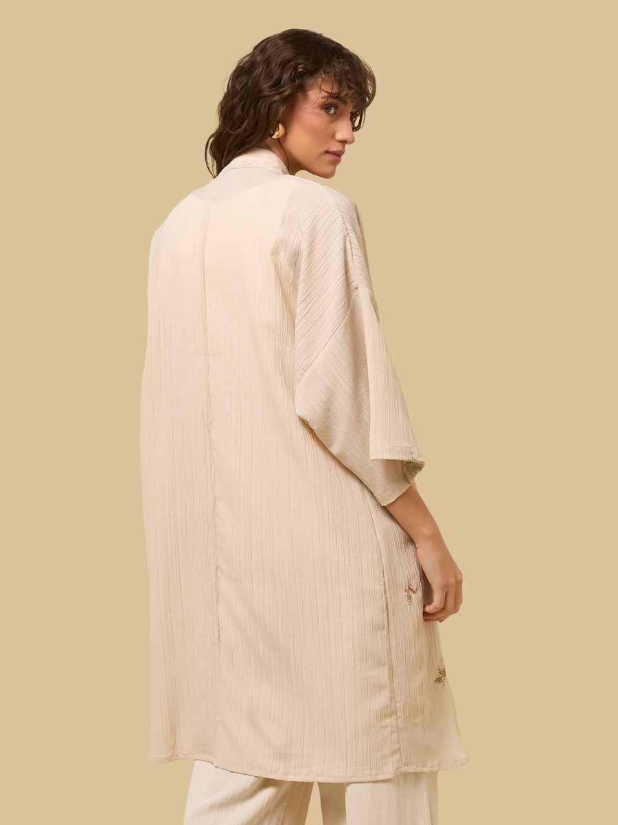 Embellished Kimono Shrug with 3/4 Sleeves