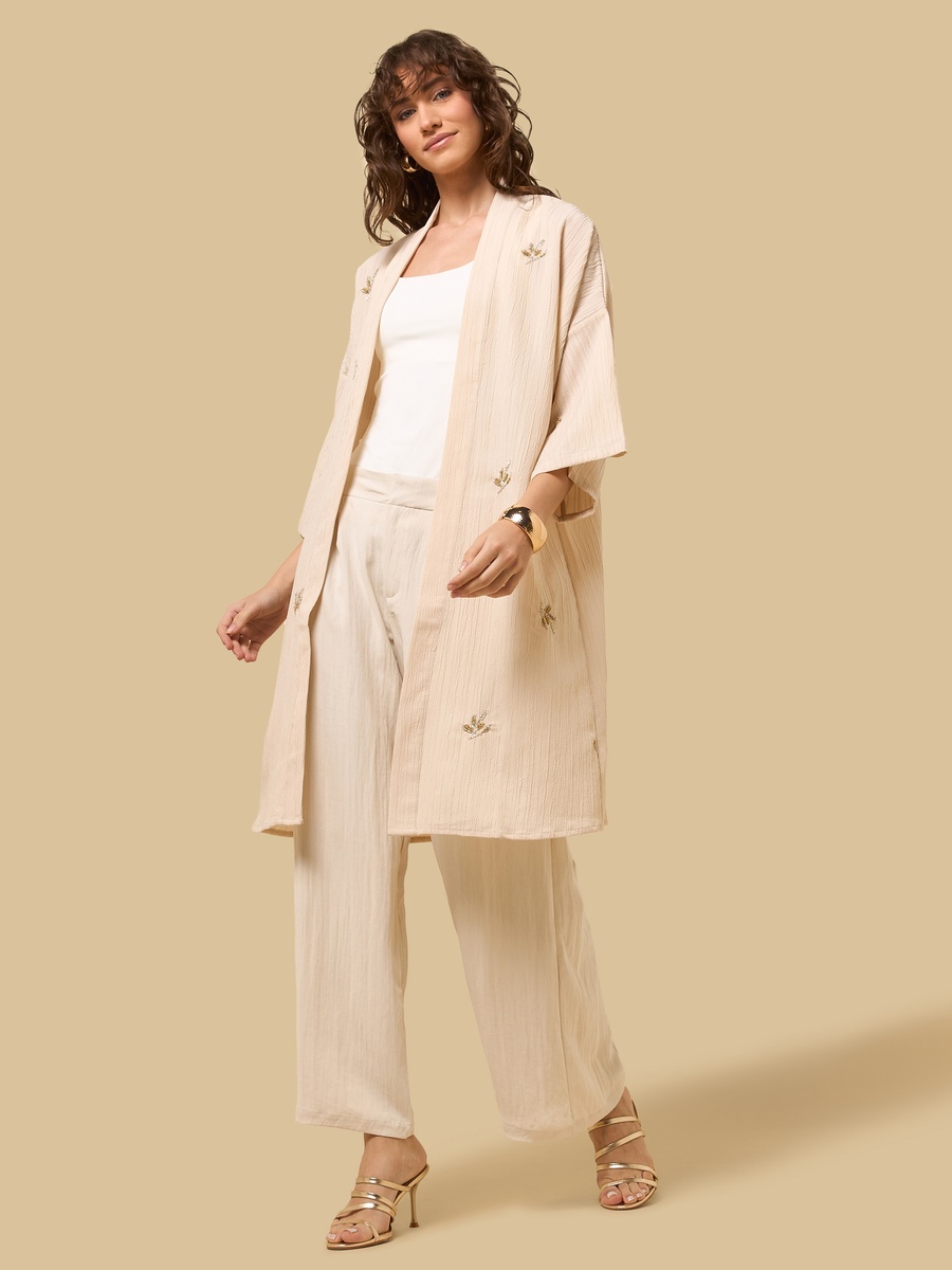 Embellished Kimono Shrug with 3/4 Sleeves