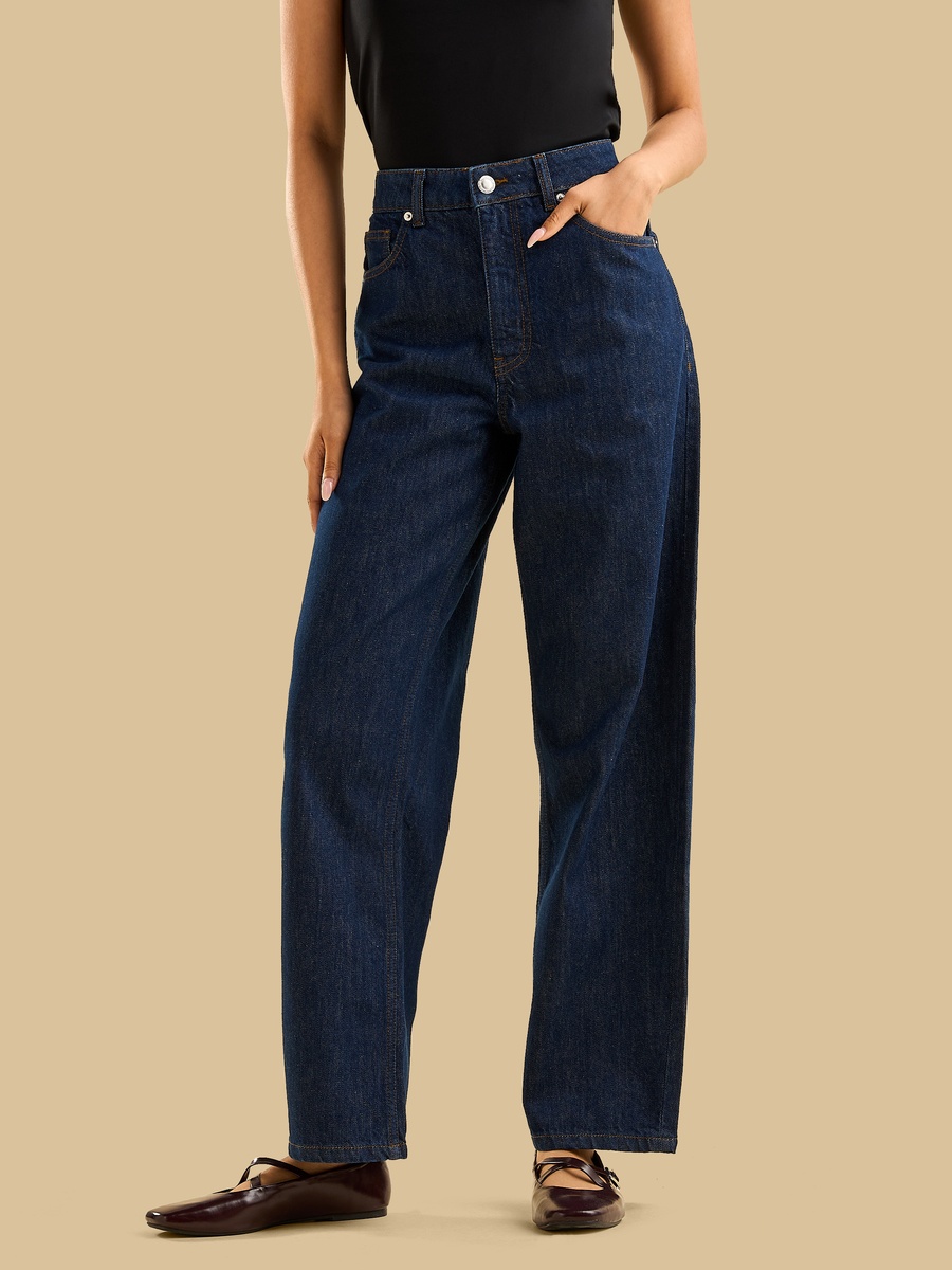 High-Rise Barrel Fit Jeans