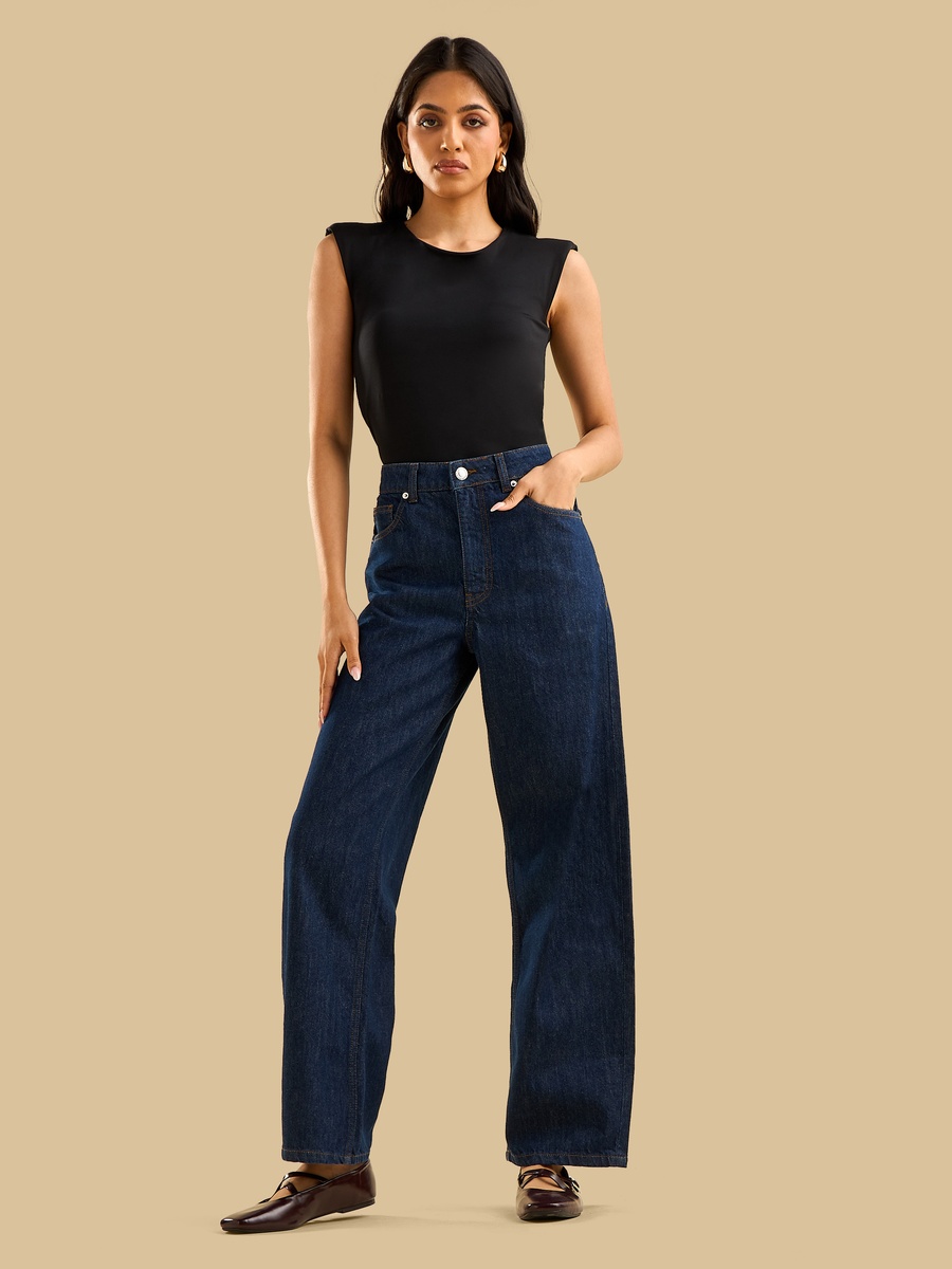 High-Rise Barrel Fit Jeans