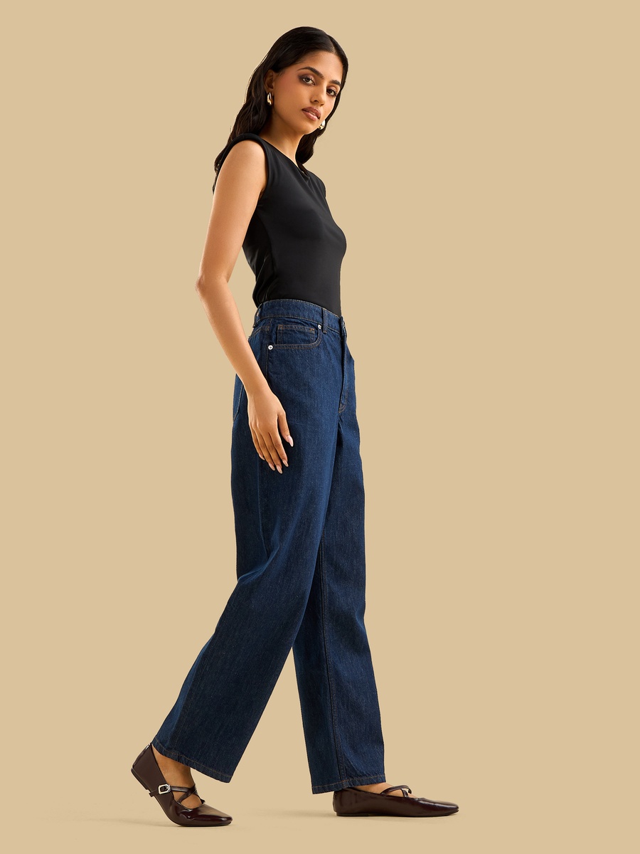 High-Rise Barrel Fit Jeans