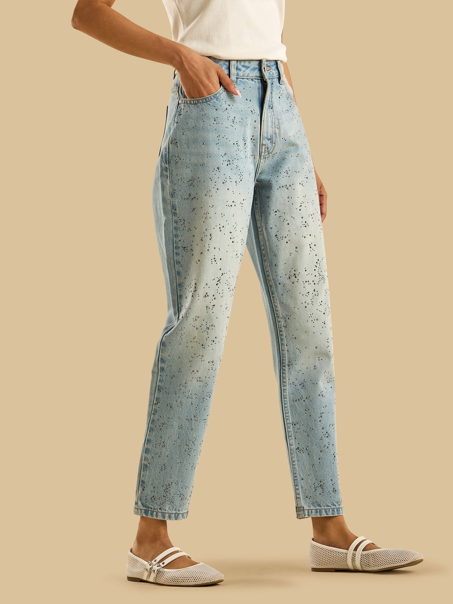 Embellished Mom Fit Jeans