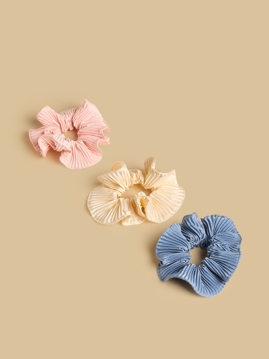 Pack of 3 - Pleated Hair Scrunchie