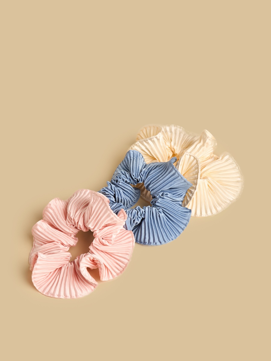 Pack of 3 - Pleated Hair Scrunchie
