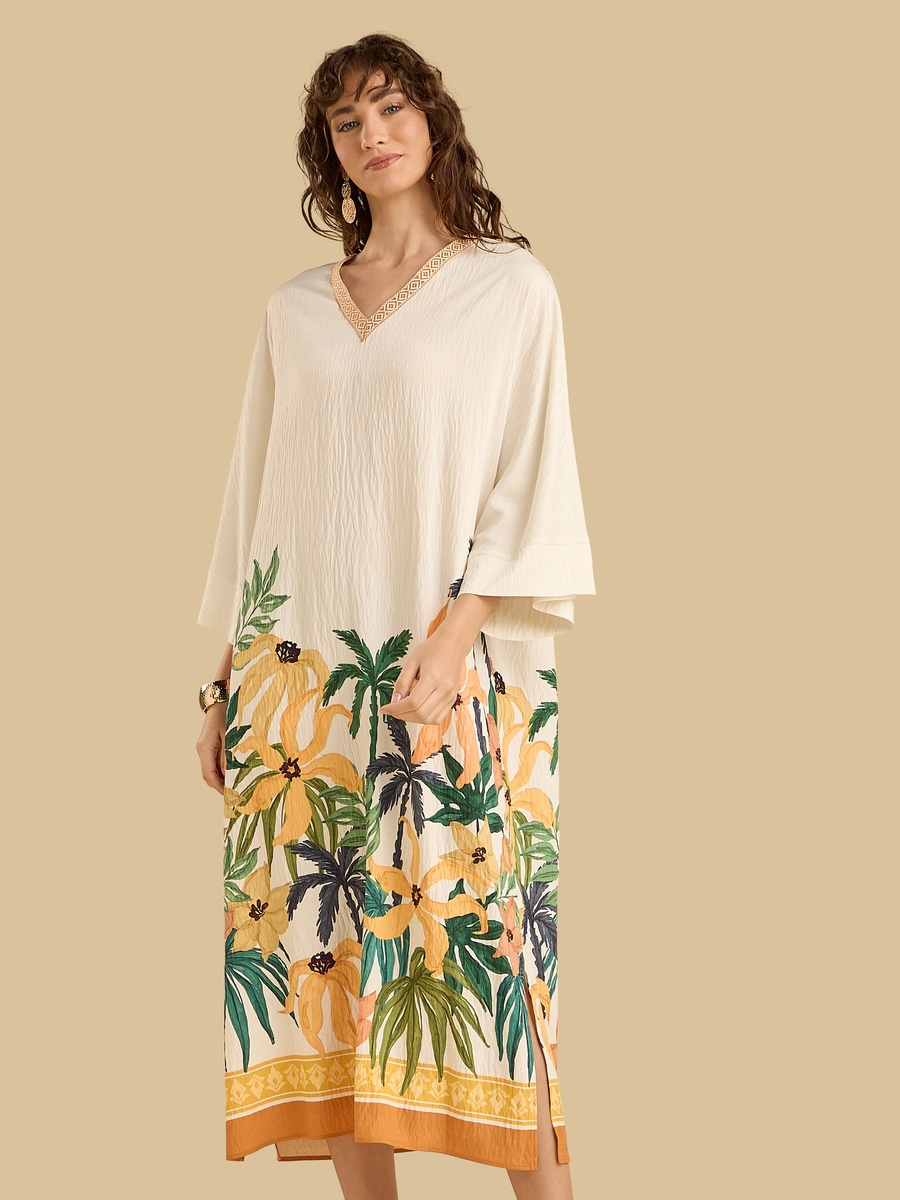 Placement Printed Kaftan Dress