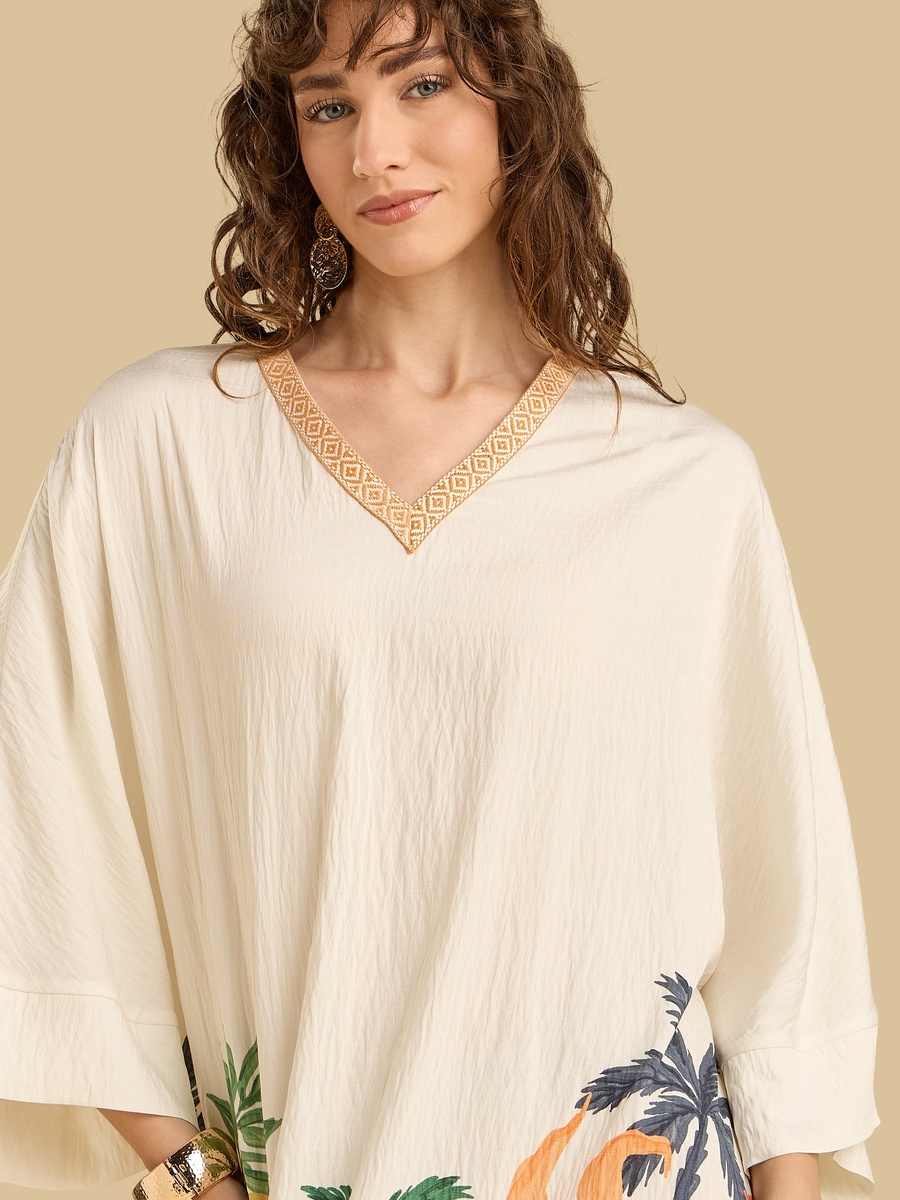 Placement Printed Kaftan Dress