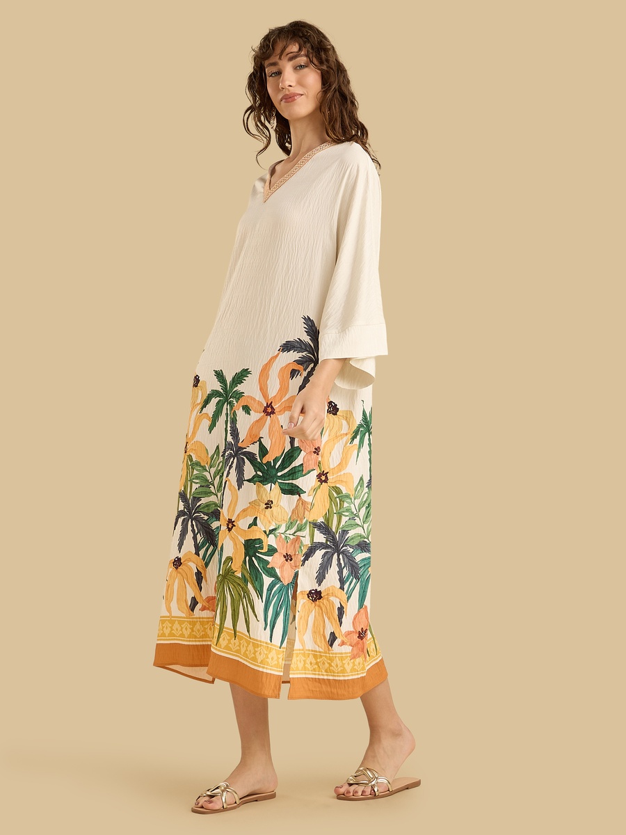 Placement Printed Kaftan Dress