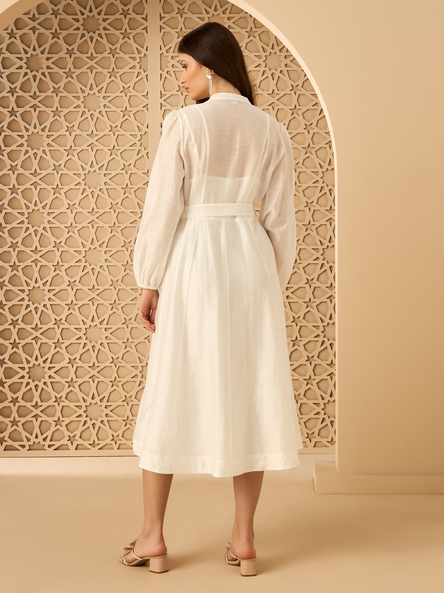 Embellished Mandarin Collar Shirt Dress
