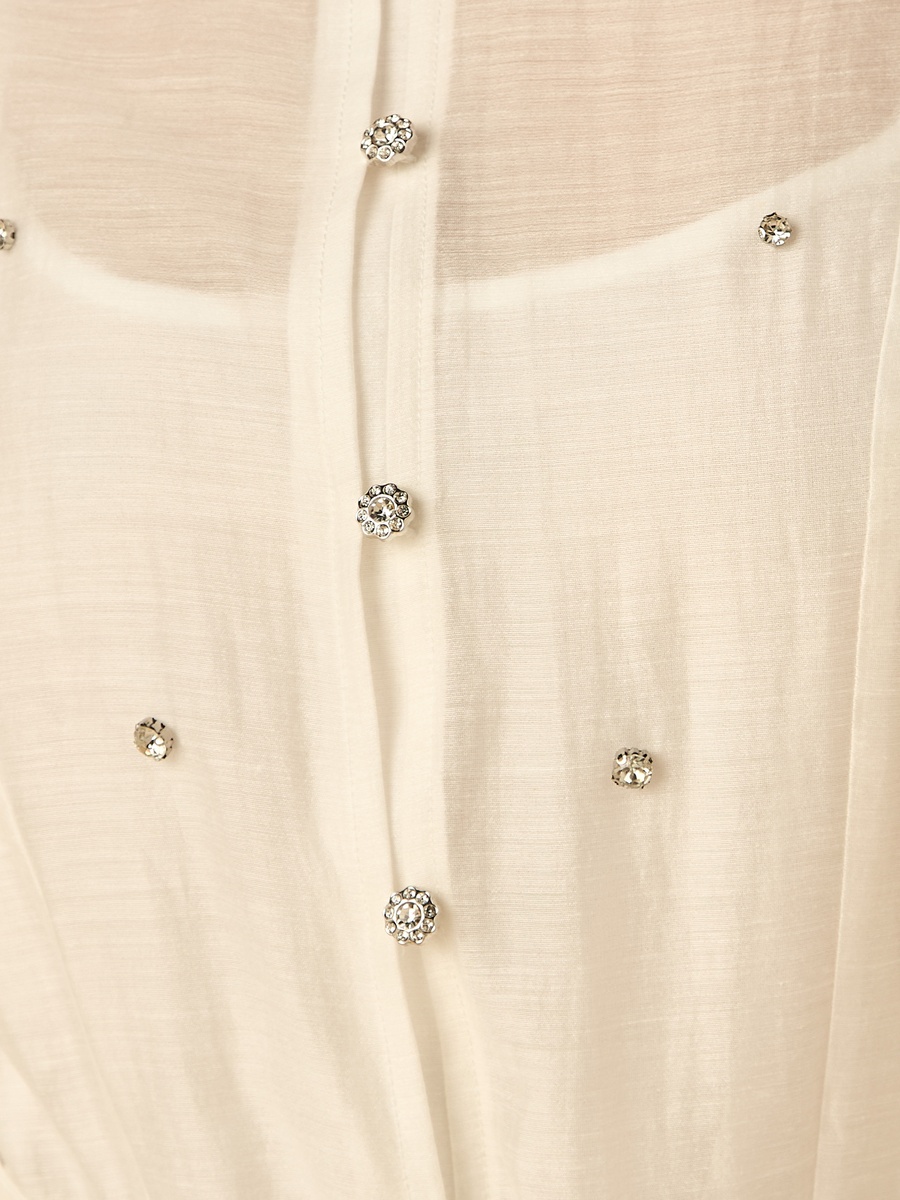 Embellished Mandarin Collar Shirt Dress