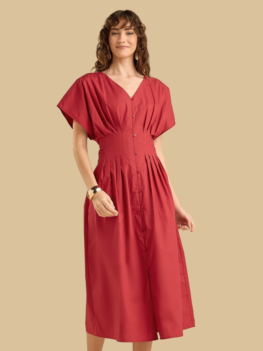 Poplin Waist Fitted Dress