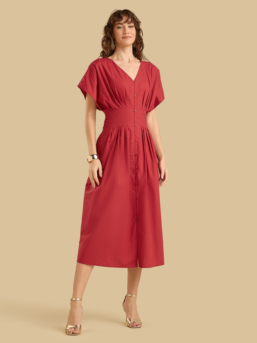 Poplin Waist Fitted Dress