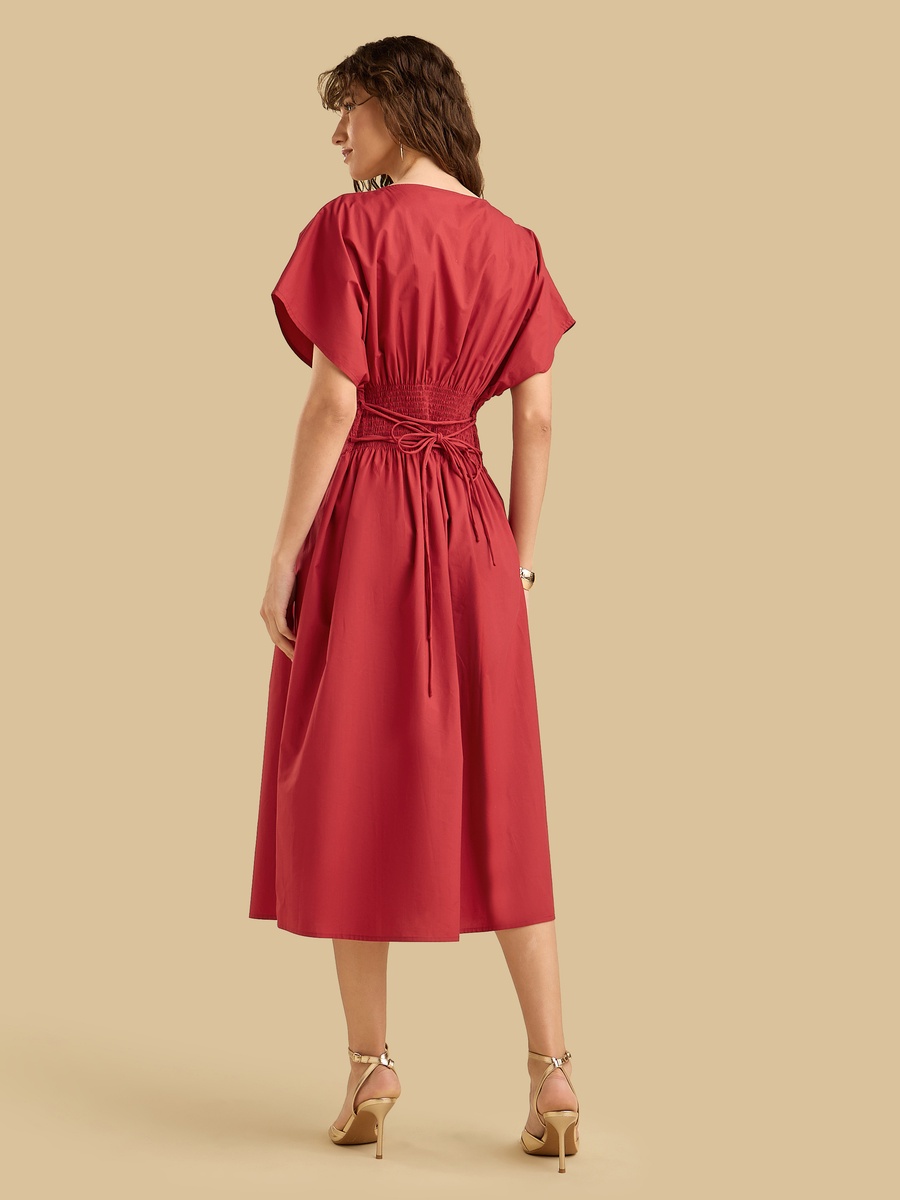 Poplin Waist Fitted Dress