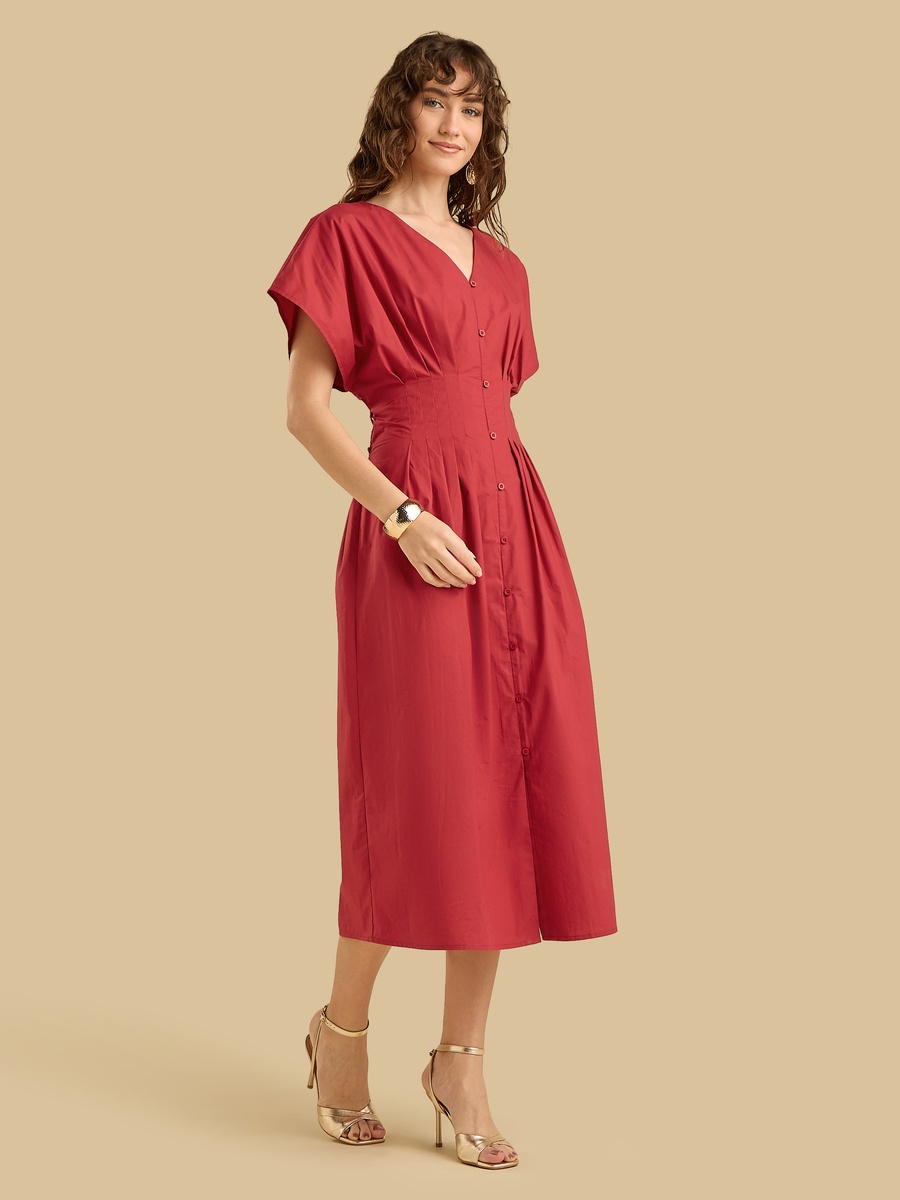 Poplin Waist Fitted Dress